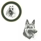 German Shepherd 10' Green Plate, Porcelain by Rosalinde (10' diameter)