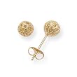 14k Yellow Gold Filigree Design 5mm Ball Stud Earrings, HypoAllergenic