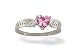 14K White Gold Heart Created Pink Sapphire Filligree Ring