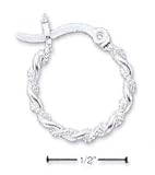 Sterling Silver 16mm Twisted Hoop With Ropings French Lock Earrings