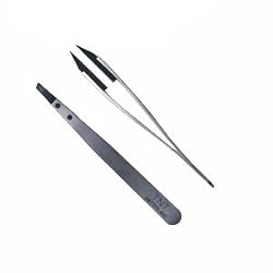 Tnt/rubis Tweezer - Stainless Handle With Polymer Slant Tips