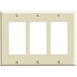 Leviton 80411-I 3-Gang Decora/GFCI Device Decora Wallplate, Standard Size, Thermoset, Device Mount, Ivory