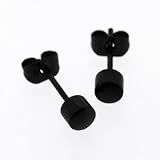 Urban Male Black Stainless Steel Mens Stud Earrings 4mm