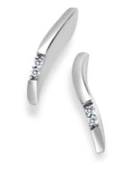 0.04 Cts Curved Sparkle Diamond Earrings in Silver