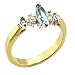 Two Tone Brass Ring with Aquamarine Colored Swarovski Crystal