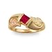 Jewelry : Stunning! Diamond-cut 10k Yellow-gold Black Hills Gold Emerald-cut Ruby (July Birthstone) Women's Ring