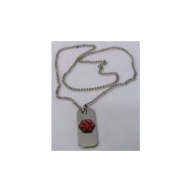 Emerg Alert Medical Alert Emergency ID 24" Necklace and Wallet Card - "Alzheimer's Disease"