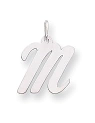 14k Gold White Gold Medium Script Initial M Charm