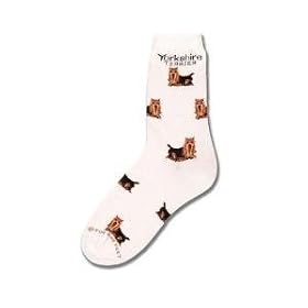 Buy For Bare Feet Pair of Yorkie Socks Dog White Size 9-11 by For Bare Feet