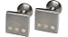 Handmade titanium cufflinks with inlayed 18ct yellow gold, sterling silver and copper circles