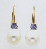 Pearl Leaverback Earrings with a Tanzanite Gemstone - XLB60TPL