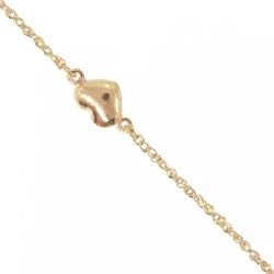 14K Yellow Gold Ankle Bracelet w/ Puff Heart Charms