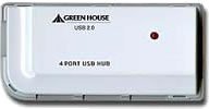 グリーンハウス USB2.0対応 4ポートコンパクトHUB スタンダードモデル GH-UHC204PW