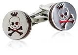 Red Skull & Crossbone Silver Cufflinks by Cuff-Daddy