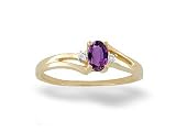14K Yellow Gold Genuine Oval Amethyst and Diamond Ring