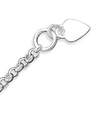 Sterling Silver Engraveable Heart Disc on Fancy Link Toggle Bracelet - 8.75 Inch