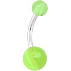 BELLY - 7/16 Green MARBLE Belly Button Ring by Marble Belly Button Rings