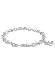 6 3/4 In Silver & 14K Gold Diamond Initial U Charm Bracelet For Girls