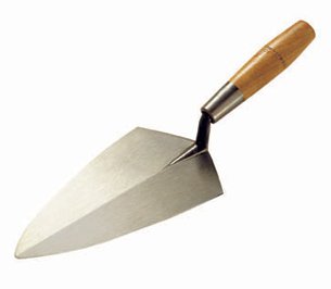 Rose Philadelphia Pattern Brick Trowel 12" blade, 5-1/2" Standard Shank Leather Handle