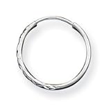 14k White Gold 1.3mm Diamond-Cut Hoop Earrings