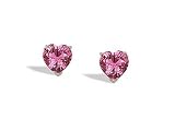 14K White Gold Genuine Heart Pink Tourmaline Stud Earrings