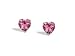 14K White Gold Genuine Heart Pink Tourmaline Stud Earrings