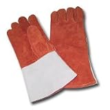 Welders Gloves with Thumb Strap, Russet - Brown