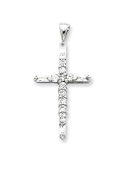Sterling Silver CZ Cross Pendant QC4270"