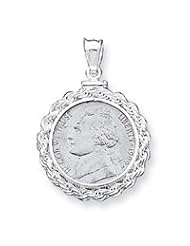 Sterling Silver 21.1 x 2mm $0.05 Rope Coin Bezel Pendant QBR2"