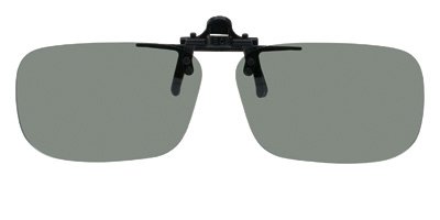 Polarized Clip-on Flip-up Plastic Sunglasses - Large Rectangle - 62mm X 39mm - Polarized Grey Lenses