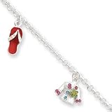 Sterling Silver Enameled CZ Charm Bracelet QG1517-7