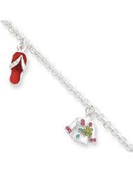 Sterling Silver Enameled CZ Charm Bracelet QG1517-7"