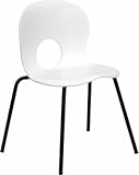 HERCULES Series 400 lb. Capacity Designer White Plastic Stack Chair with Black Powder Coated Frame Finish - RUT-NC258-WHITE-GG