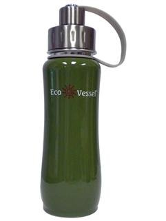 Eco Vessel Insulated Stainless Steel Water Bottle - Gecko Green Double Wall thermos (25 Ounces)