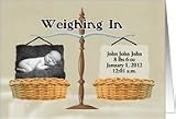 Birth Announcement - Baskets & Antique Scale, Photo Card Card
