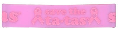 21AItHzfs9L Breast Cancer Save The TaTas Thick Rubber Bracelet Purple / White