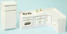Dollhouse Miniature 1/2-Inch Scale 5-Pc. White Wooden Kitchen Set