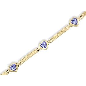 14K Yellow Gold Genuine Heart Tanzanite Bracelet by Jewels For Me