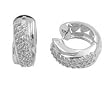 Sterling Silver CZ Huggie Earrings, Size: 20 mm x 3 mm