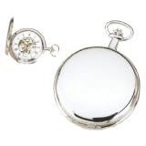 Charles Hubert Classic White Dial Pocket Watch with Curb Chain and Belt Clip XWA1031