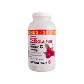 American Health, Chewable Super Acerola Plus, Natural Vitamin C, 500 mg, 300 Chewable Wafers