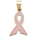 14kt. Gold, Small Pink Ribbon Charm