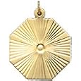 Radiating Pattern on Octagon Disc, 14K Gold Charm