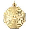 Radiating Pattern on Octagon Disc, 14K Gold Charm