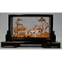 Chinese cork carving / sculpture / picture - hand carved, black lacquer frame (#21)