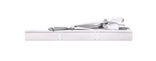 Enigma Silver Rectangular Tie Clip with Gift Box