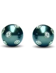 18K white gold Starry Night Black Tahitian cultured pearl and diamond earring