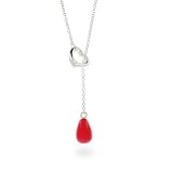 Eve's Addiction Coral Drop Sterling Silver Heart Lariat