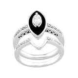 14K White Gold 1/2 Ct. Tw. Diamond And Onyx Engagement Ring