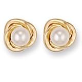 Image of Jewelco London 9ct Yellow gold Knot design Studs with pearl centre